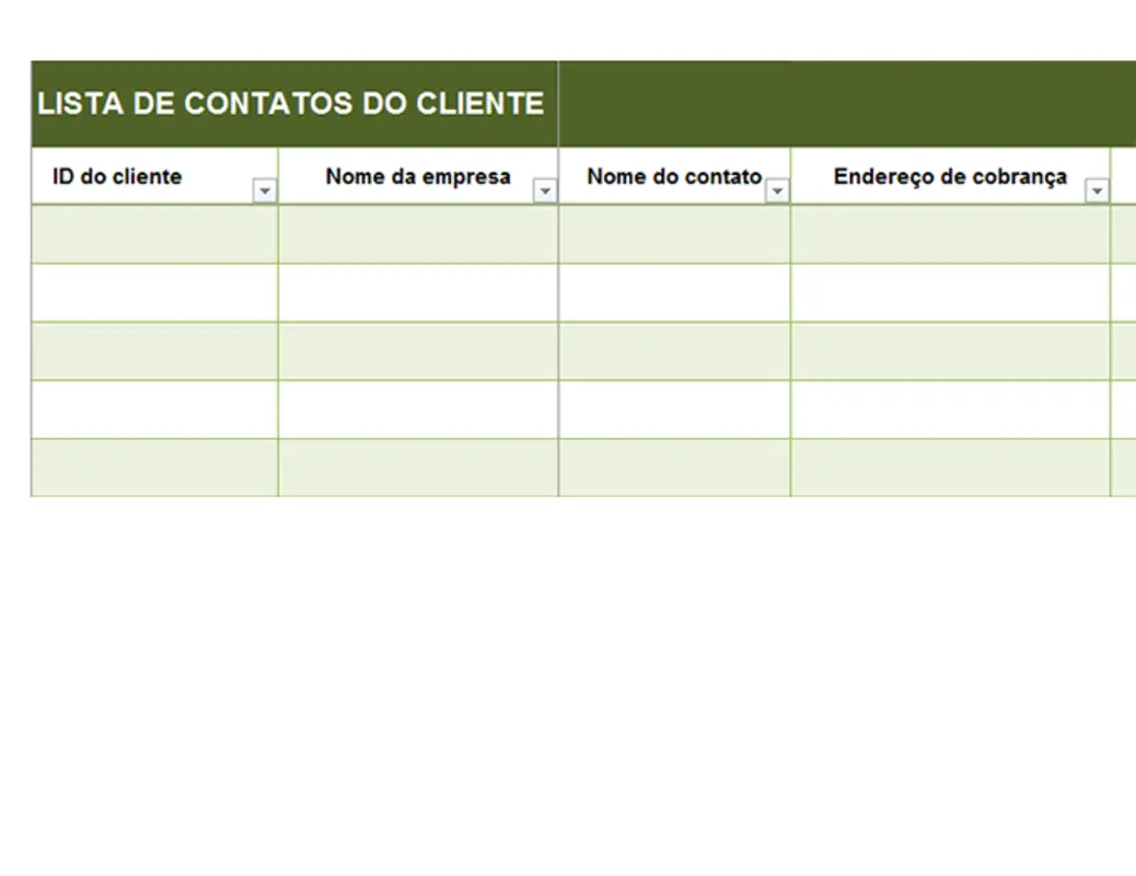 Lista básica de contatos de clientes green modern simple