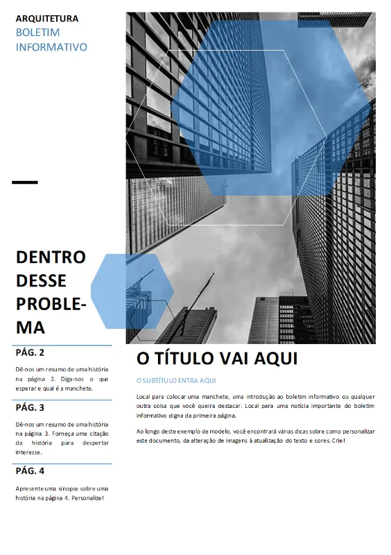 Boletim informativo de arquitetura blue modern-geometric