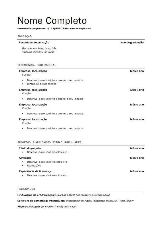 Currículo profissional básico null modern simple