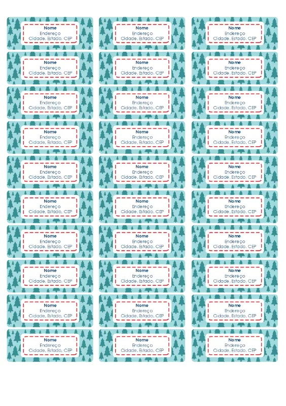 Etiquetas de endereço de árvore de Natal (30 por página) blue whimsical color block