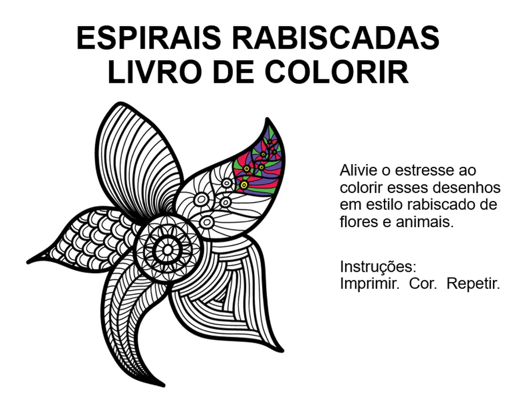 Livro para colorir de espirais rabiscado organic boho