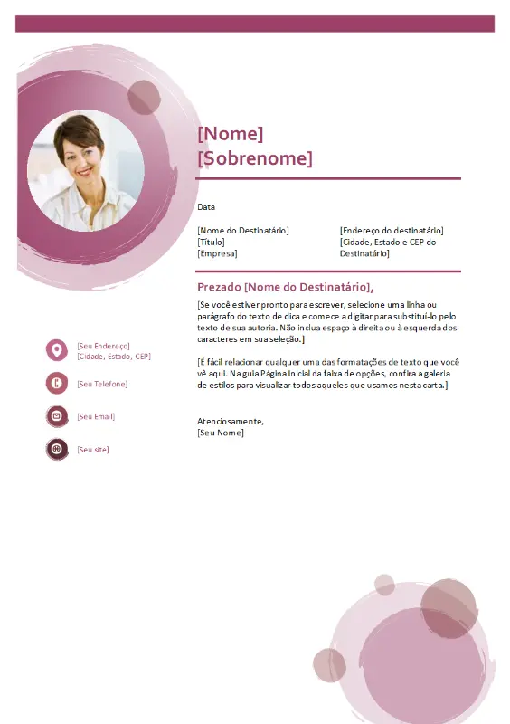 Carta de apresentação com tema conjunto rosa pink modern-simple