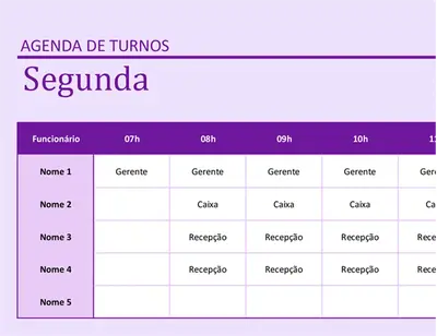 Cronograma de turnos dos funcionários modern simple