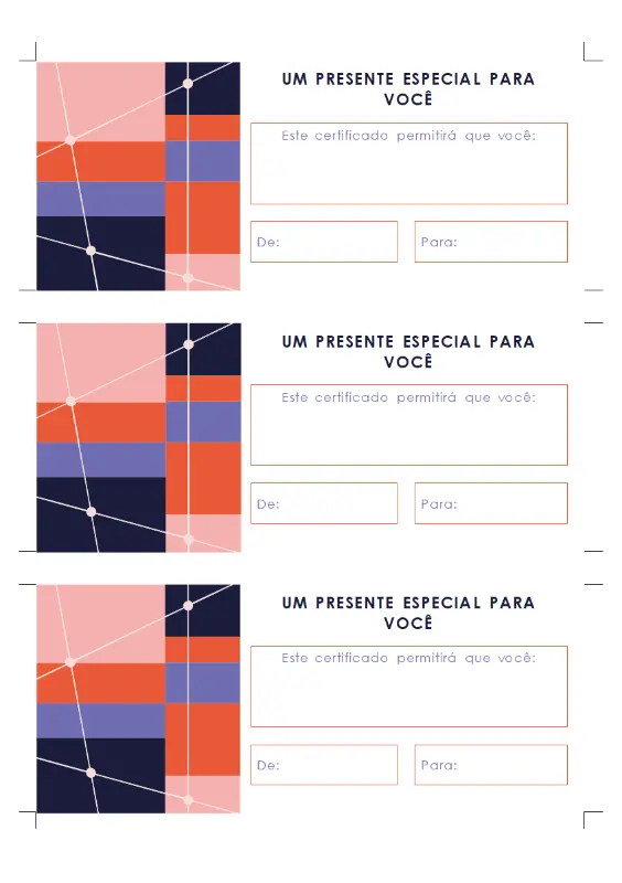 Vales-presente (três por página) blue modern-color-block