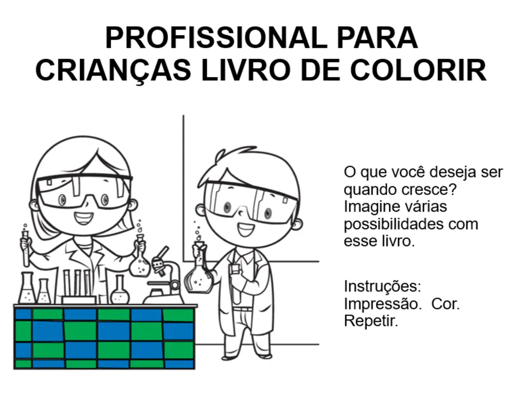Livro para colorir infantil de profissões whimsical color block
