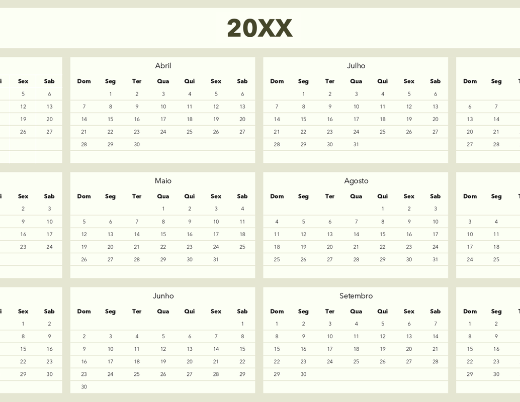 Criador de calendário (por ano) green modern simple
