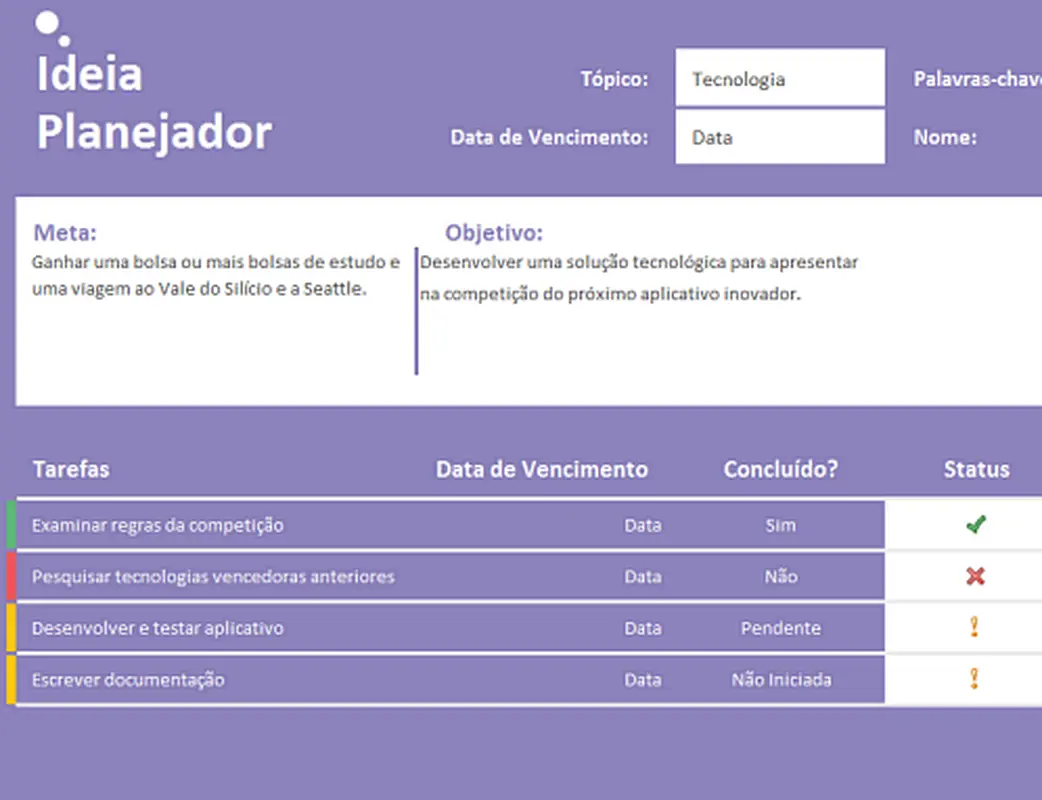 Planejador de ideias (tarefas) modern-simple