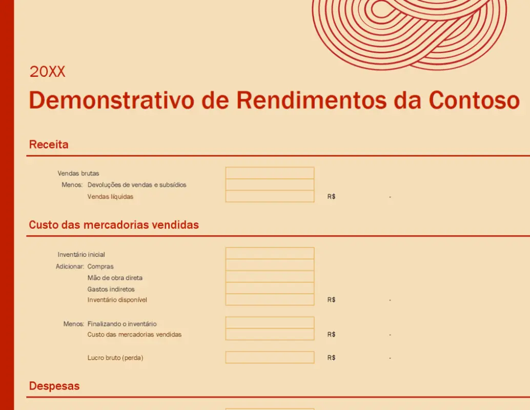 Demonstração de resultados para pequenas empresas orange modern simple