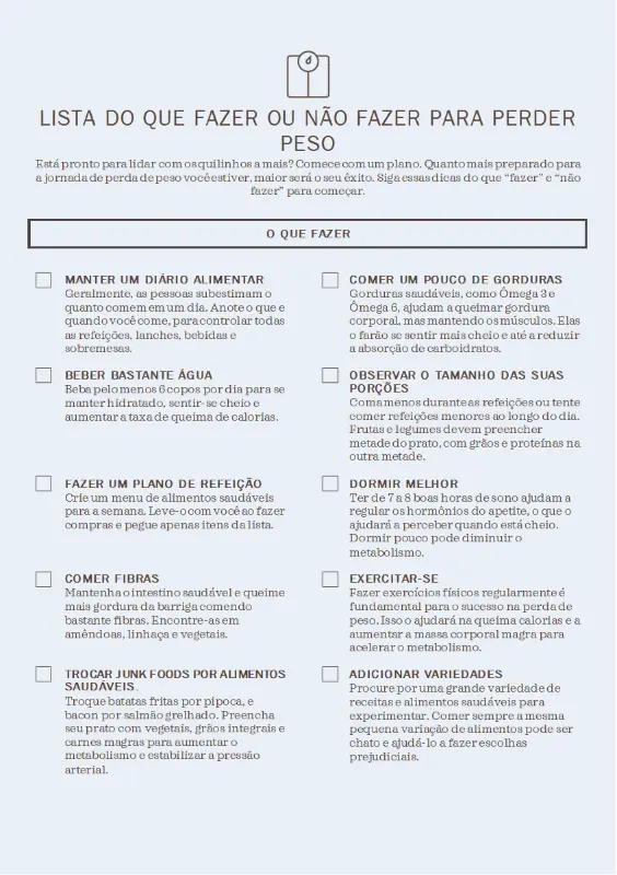 Lista do que fazer ou não para perder peso blue modern-simple