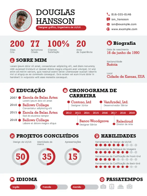 Currículo infográfico inovador modern simple