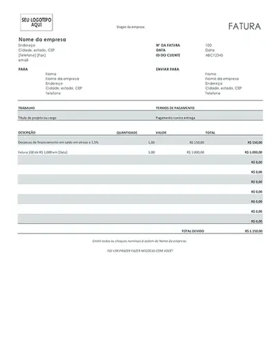 Fatura com despesas de financiamento (cinza) modern simple