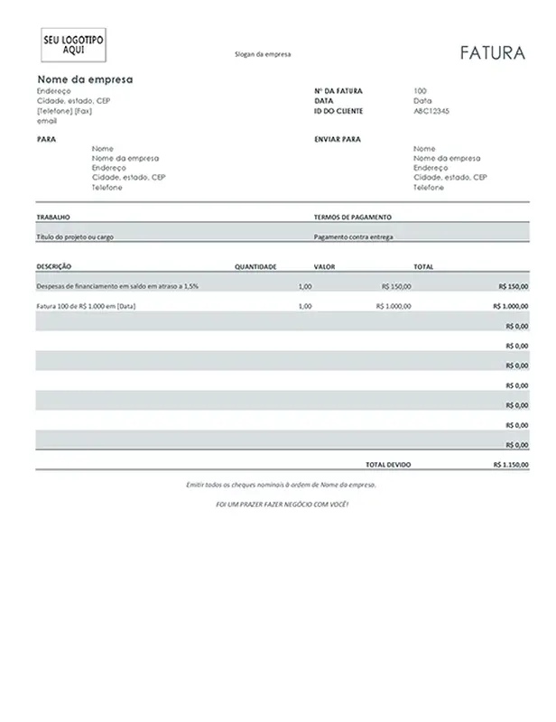 Fatura com despesas de financiamento (cinza) modern simple