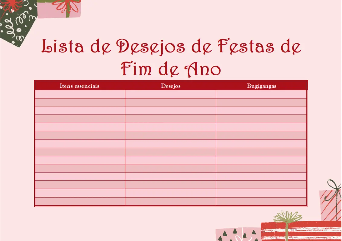 Lista de desejos de Natal para adultos pink whimsical color block
