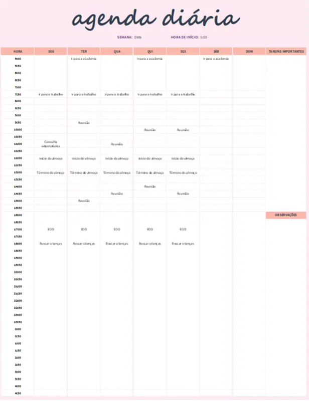 Programação diária modern-simple