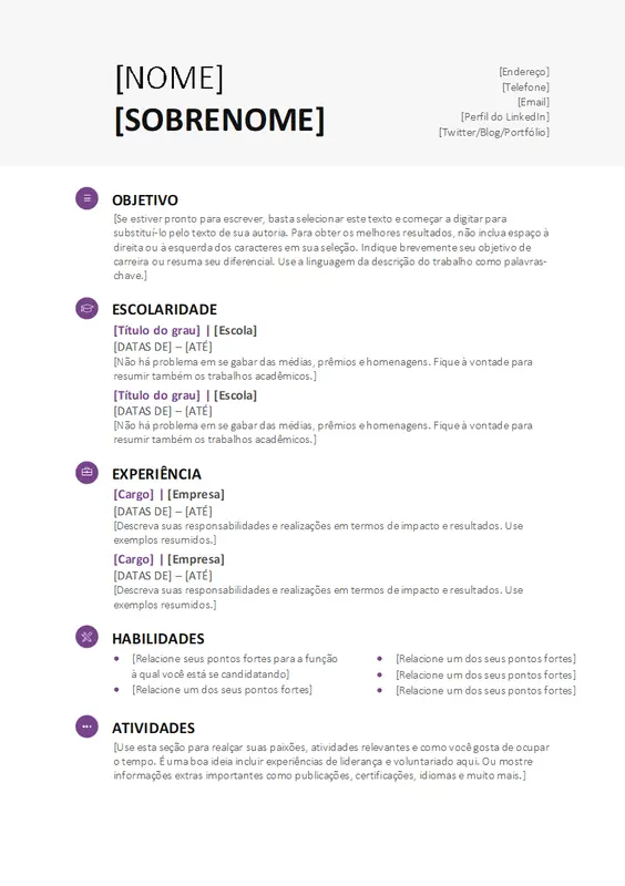 Currículo de escolar (Design moderno) modern simple