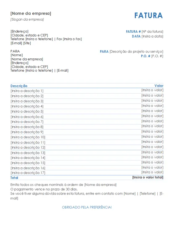 Fatura de serviço modern-simple