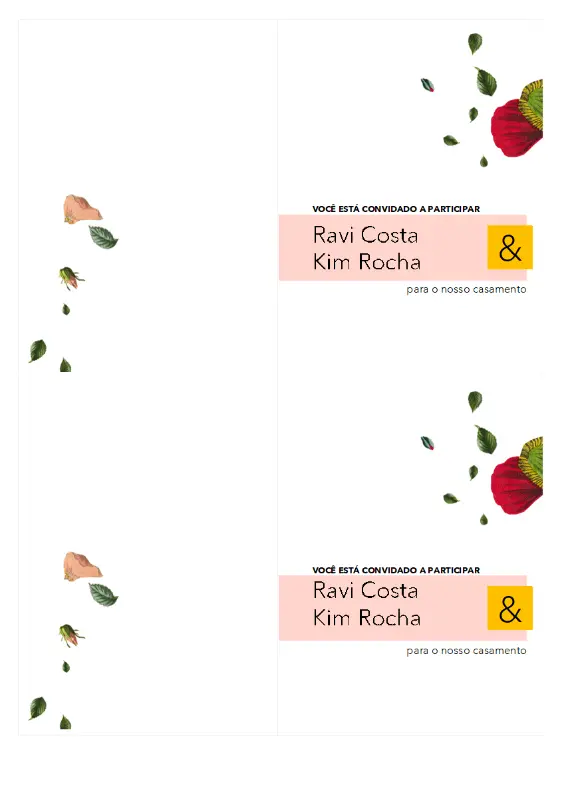 Convite de casamento floral (gênero neutro) pink organic simple