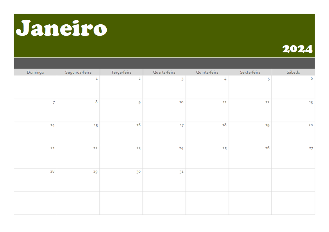 Calendário de faixa green modern-simple