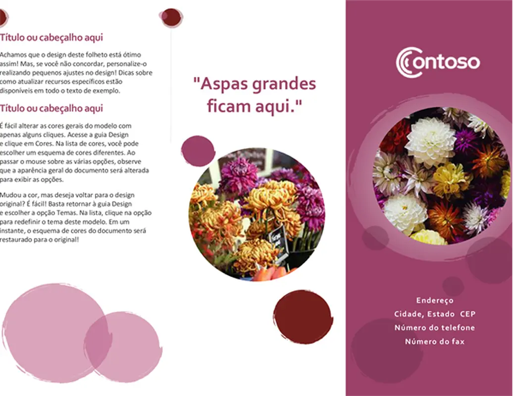 Folheto com tema conjunto rosa