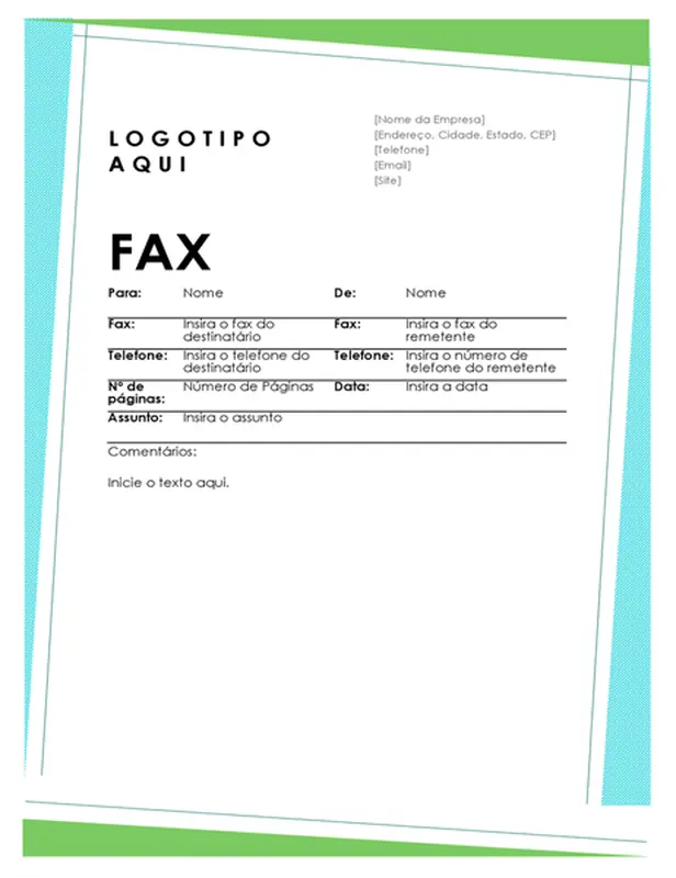 Folha de rosto de fax com formas geométricas