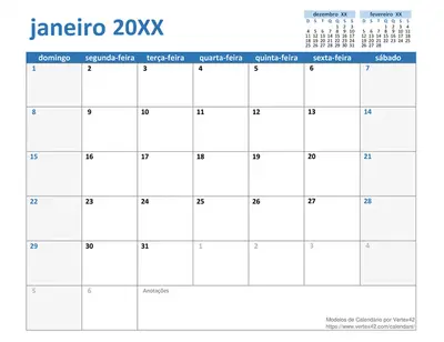 Calendário de qualquer ano personalizável modern-simple