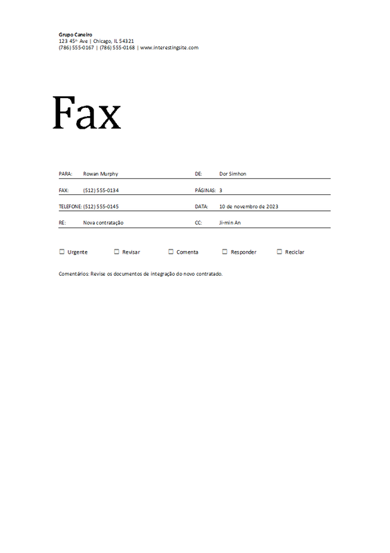 Folha de rosto de fax white modern simple