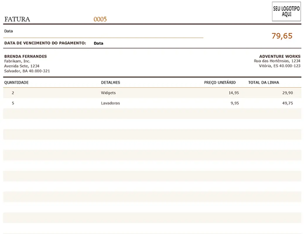 Fatura de cobrança modern simple