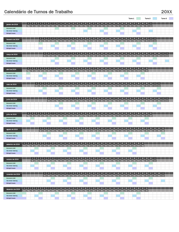 Turno de calendário de trabalho white modern simple