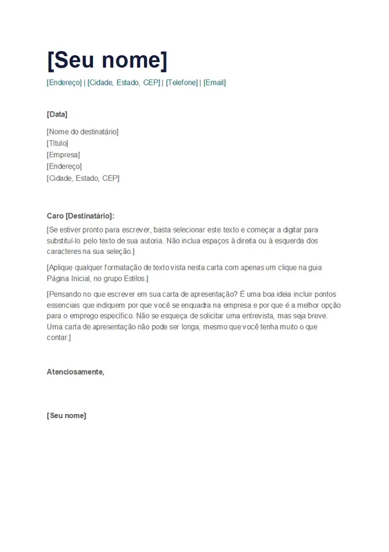 Carta de apresentação simples