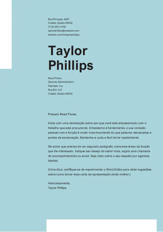 Carta de apresentação elegante modern bold