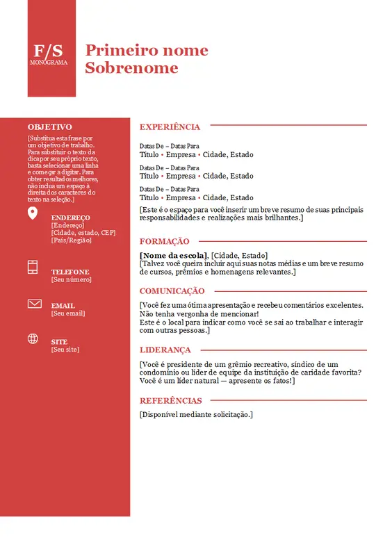 Currículo com monograma em negrito modern-simple