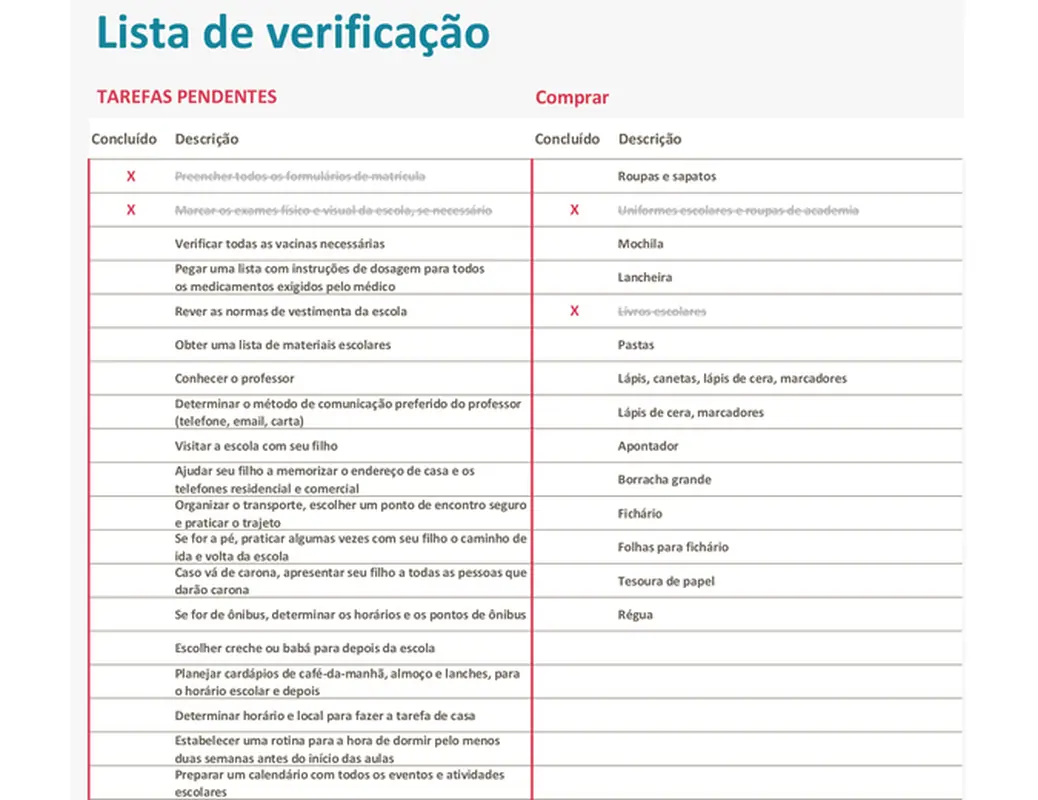 Lista de verificação de volta às aulas modern simple