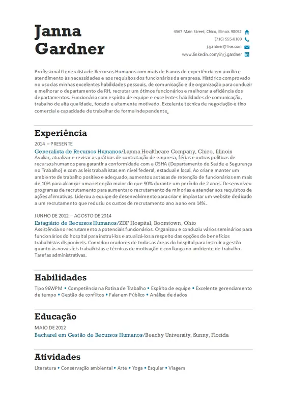 Currículo de recursos humanos modern simple