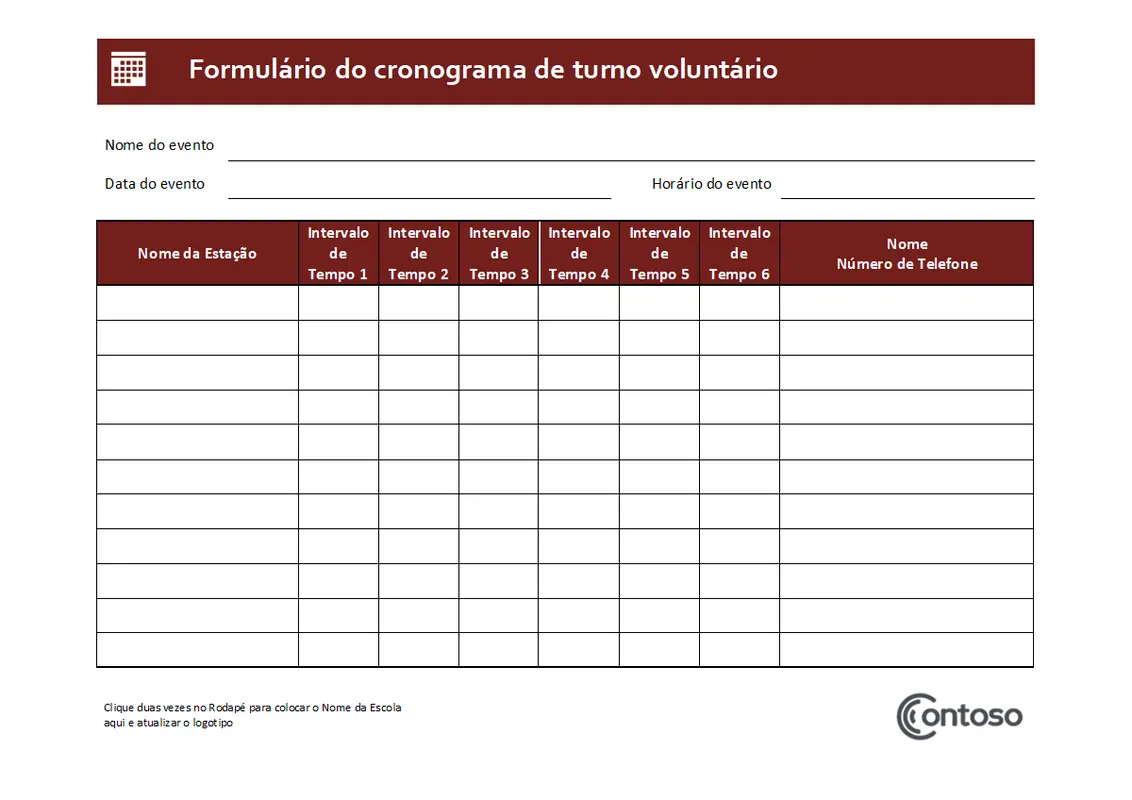 Cronograma de turno voluntário modern simple