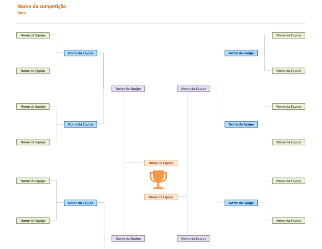 Chaveamento de torneio de 16 equipes orange modern simple