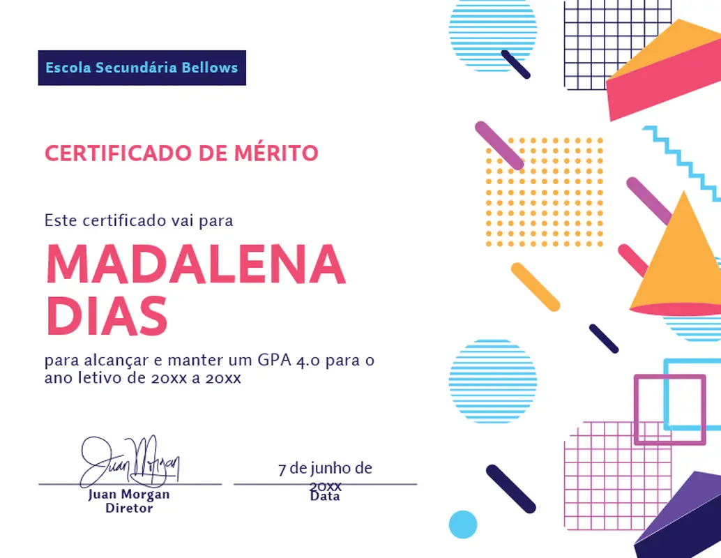 Certificados escolares modern geometric