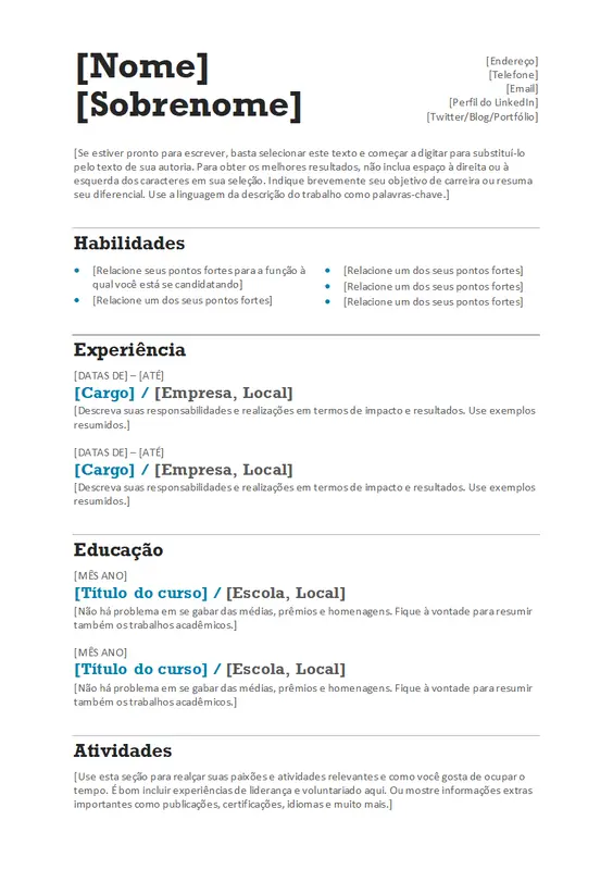 Currículo Equilibrado (Design moderno) modern simple