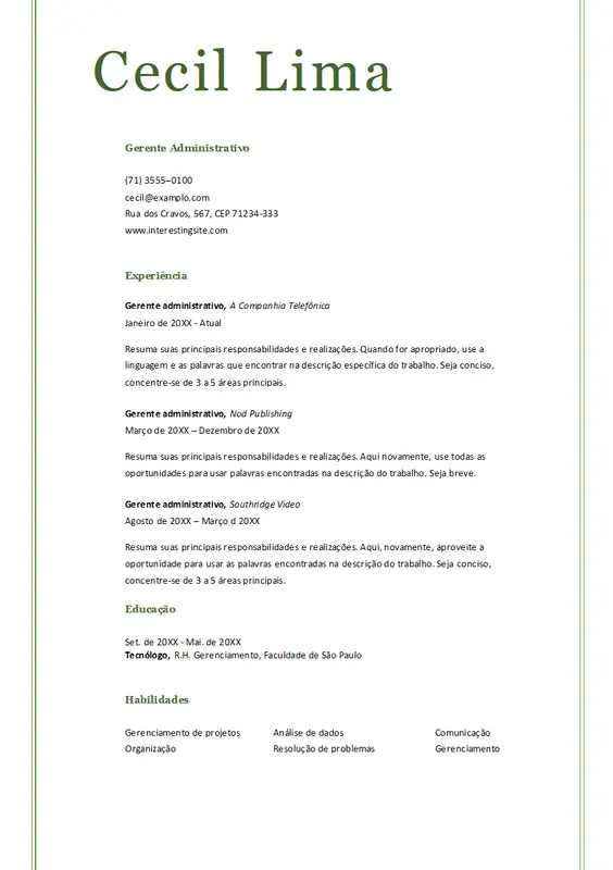 Currículo clássico simples ATS modern simple