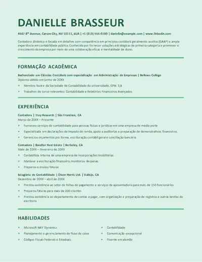 Currículo estiloso de contabilidade do ATS
