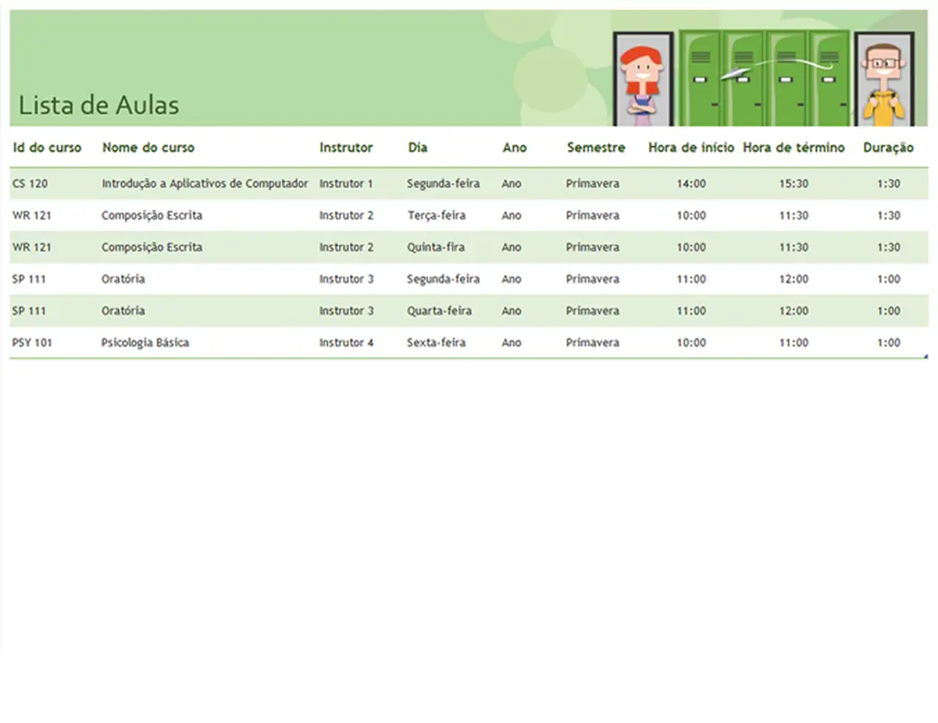 Calendário semestral modern simple