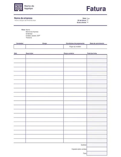 Fatura de serviço (design de Linhas Simples)