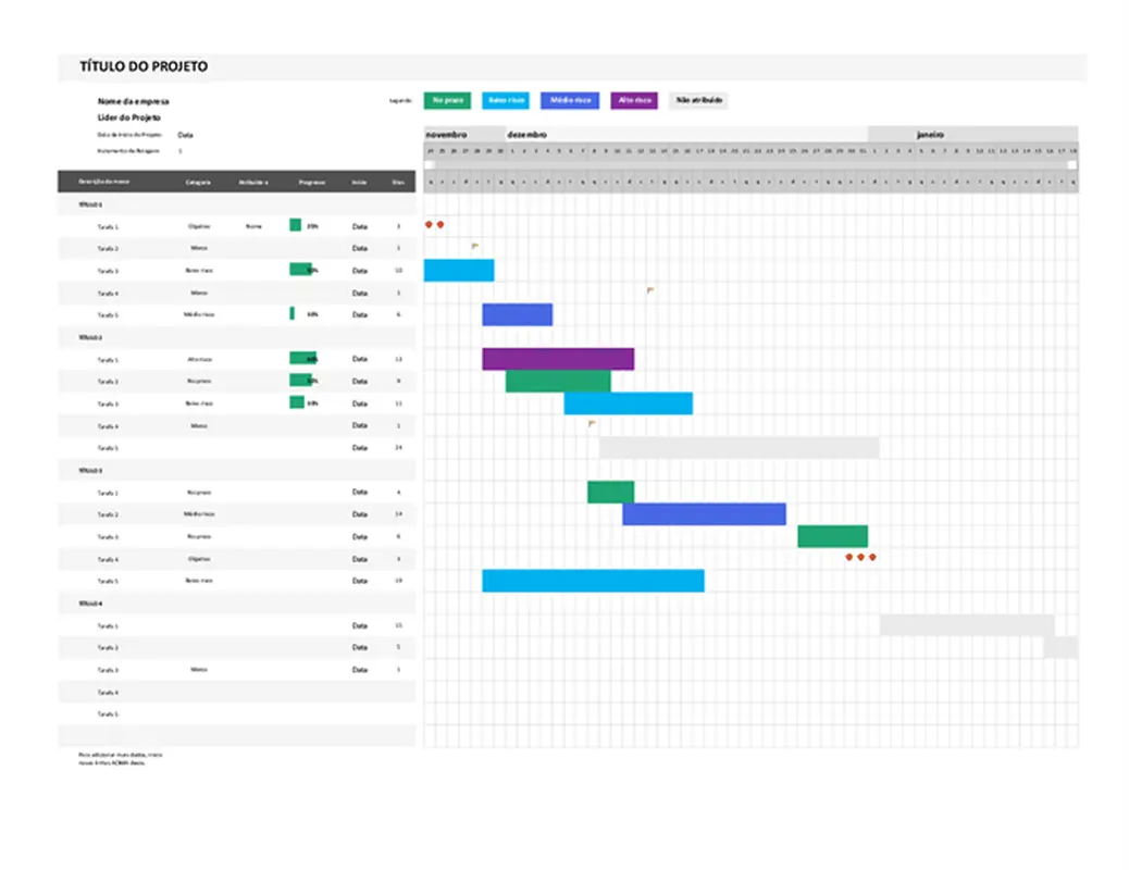 Gráfico de Gantt do Agile modern simple