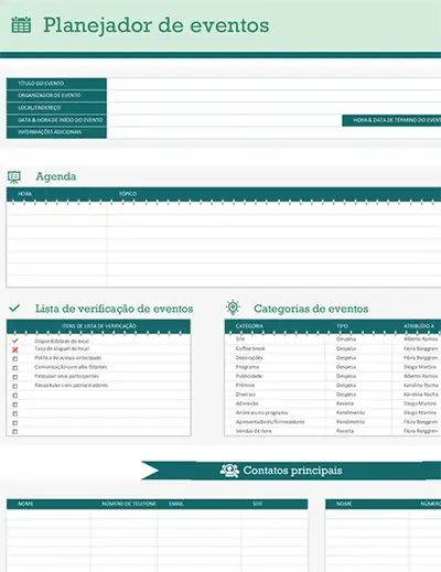 Planejador de eventos e linha do tempo modern-simple