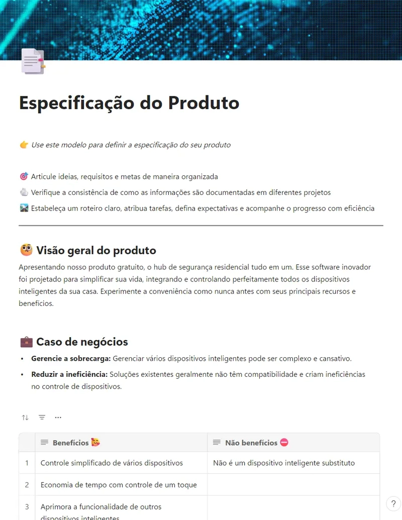 Especificação do Produto