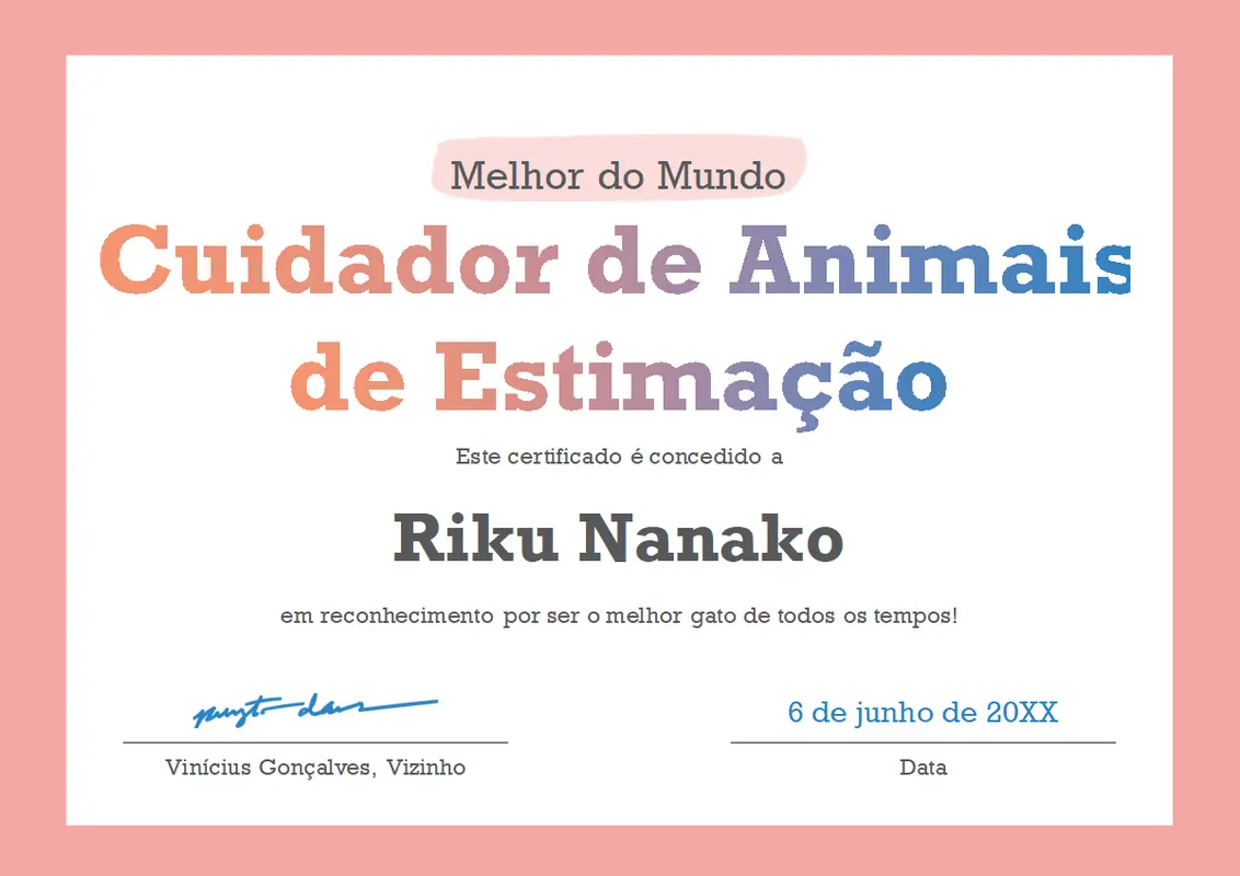 Certificado de premiação Melhor do Mundo modern-simple