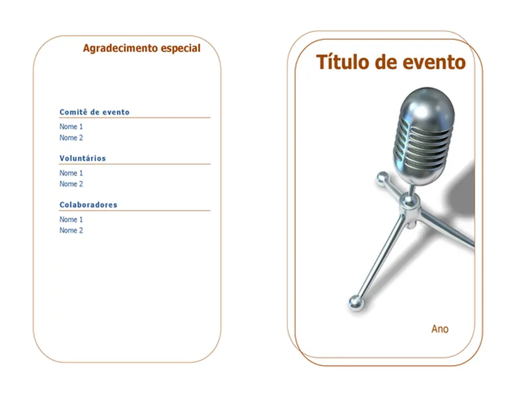 Programa do evento (dobra simples)