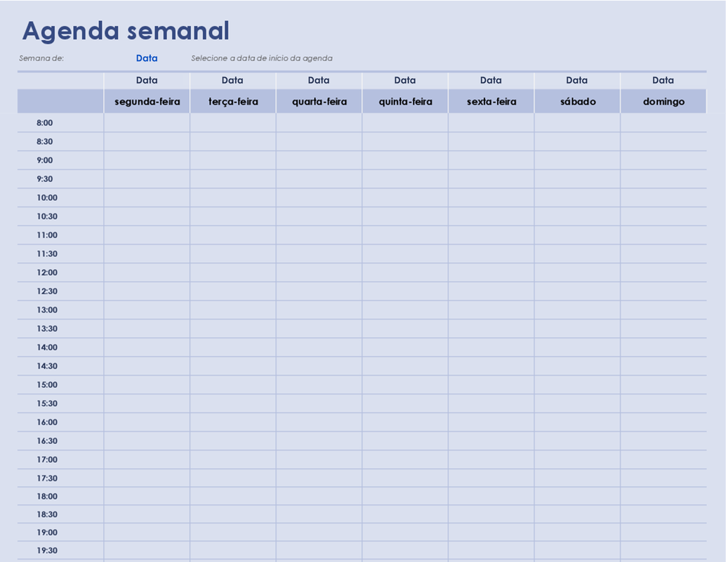 Agenda semanal simples modern simple