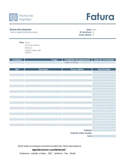 Fatura de serviços (design Azul Simples) modern-simple