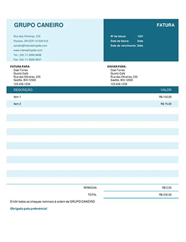 Fatura básica modern simple