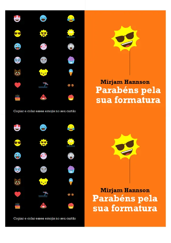 Cartão de formatura de emoji orange modern-bold